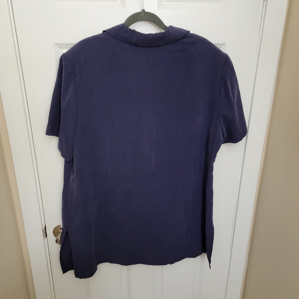 Elisabeth by Liz Claiborne shoulder padded blouse short sleeves top - Picture 6 of 8